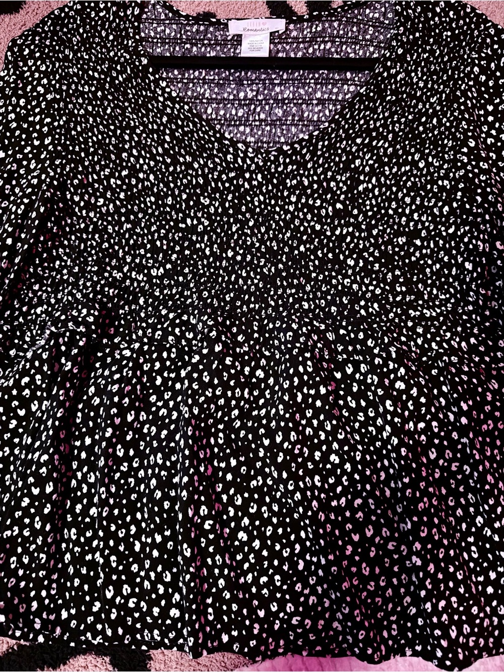 URBAN Romantics Black & White Dotted Peplum Tunic